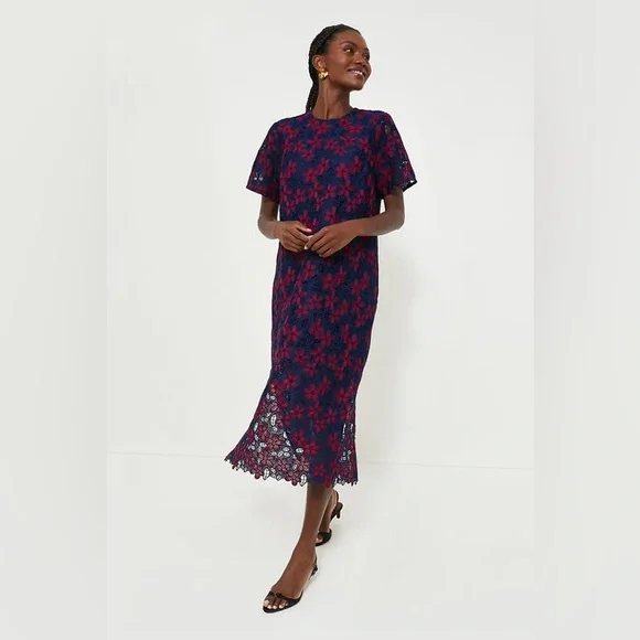 Tuckernuck Pomander Place Midnight Floral Lace Seraphina Midi Dress - Picture 4 of 16
